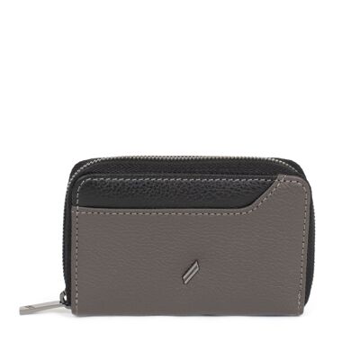 TOGETHER - Stop RFID card holder in taupe / black cowhide leather - DH-188169-3401-TU