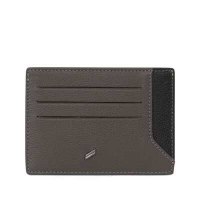 TOGETHER - Taupe / black cowhide leather card holder - DH-188170-3401-TU