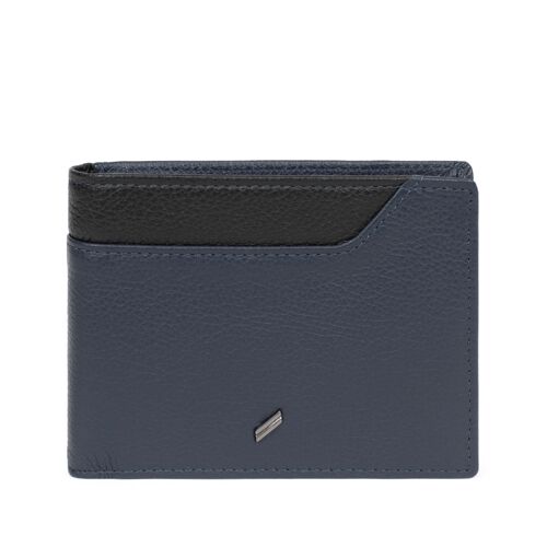 TOGETHER - Portefeuille italien Stop RFID en cuir de vachette marine / noir - DH-188171-2101-TU