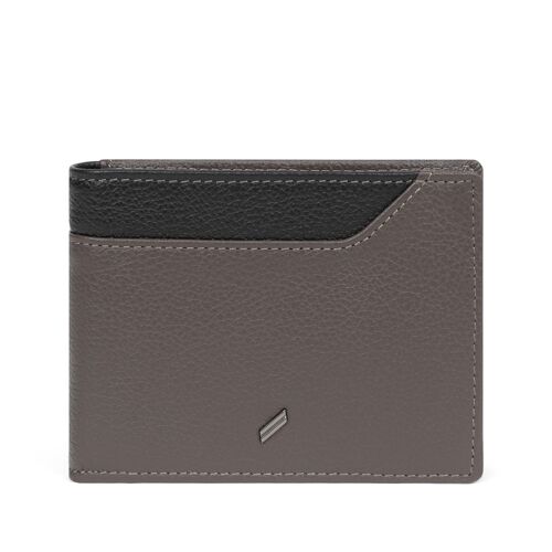 TOGETHER - Portefeuille italien Stop RFID en cuir de vachette taupe / noir - DH-188171-3401-TU