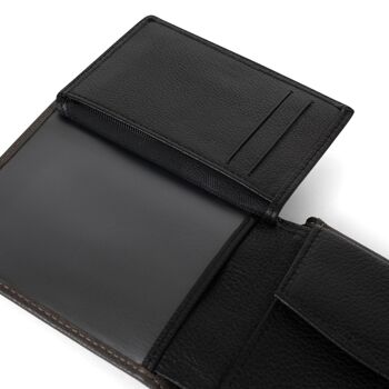 TOGETHER - Portefeuille italien Stop RFID en cuir de vachette taupe / noir - DH-188171-3401-TU 4