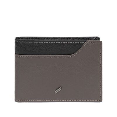 TOGETHER - Portafoglio Italian Stop RFID in pelle di vacchetta taupe / nera - DH-188172-3401-TU