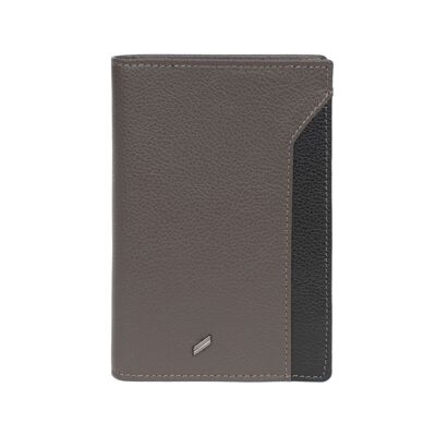 TOGETHER - Portafoglio European Stop RFID in pelle di vacchetta taupe / nera - DH-188180-3401-TU