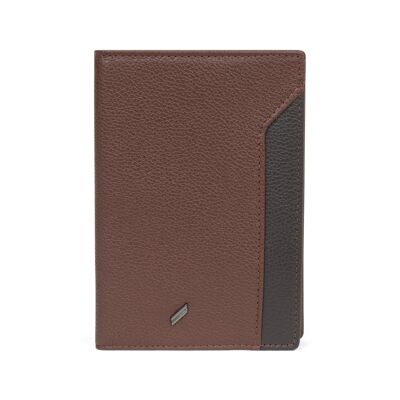 TOGETHER - Stop RFID passport holder in chocolate / dark brown cowhide leather - DH-188184-A920-TU