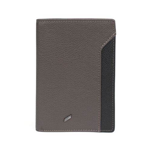 TOGETHER - Porte-passeport Stop RFID en cuir de vachette taupe / noir - DH-188184-3401-TU