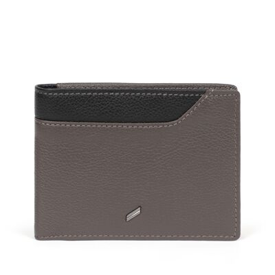 TOGETHER - Portafoglio Italian Stop RFID in pelle di vacchetta taupe / nera - DH-188192-3401-TU