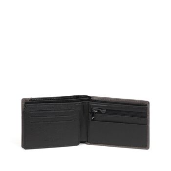 TOGETHER - Portefeuille italien Stop RFID en cuir de vachette taupe / noir - DH-188192-3401-TU 2