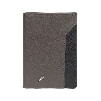 TOGETHER - European Stop RFID wallet in taupe / black cowhide leather - DH-188194-3401-TU