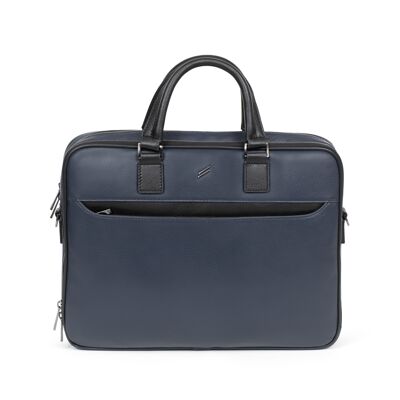 TOGETHER - 13" & A4 briefcase in navy / black cowhide leather - DH-189423-2101-TU
