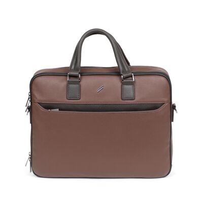 TOGETHER - 13" & A4 briefcase in chocolate / dark brown cowhide leather - DH-189423-A920-TU