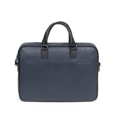 TOGETHER - 13" & A4 briefcase in navy / black cowhide leather - DH-189424-2101-TU