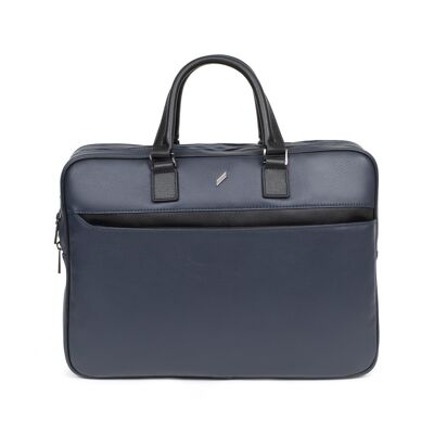 TOGETHER - 13" & A4 briefcase in navy / black cowhide leather - DH-189554-2101-TU