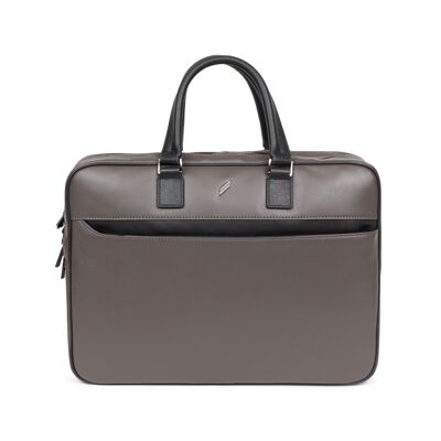 TOGETHER - Porte-documents 13" & A4 en cuir de vachette taupe / noir - DH-189554-3401-TU