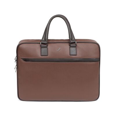 TOGETHER - 13" & A4 briefcase in chocolate / dark brown cowhide leather - DH-189554-A920-TU