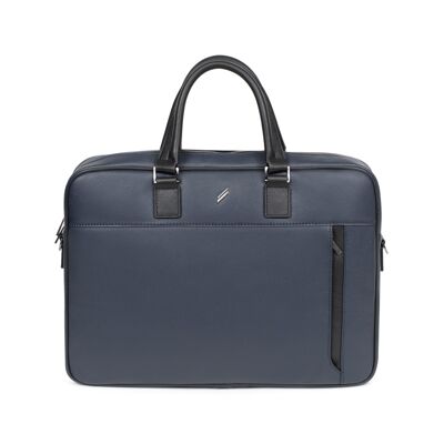 TOGETHER - 13" & A4 briefcase in navy / black cowhide leather - DH-189555-2101-TU