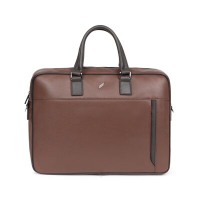 TOGETHER - 13" & A4 briefcase in chocolate / dark brown cowhide leather - DH-189555-A920-TU