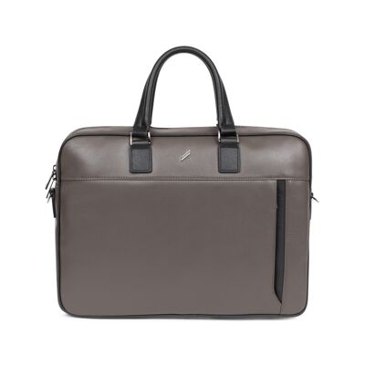 TOGETHER - Porte-documents 13" & A4 en cuir de vachette taupe / noir - DH-189555-3401-TU