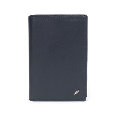 GENTLE - European Stop RFID wallet in navy cowhide leather - DH-458179-2100-TU