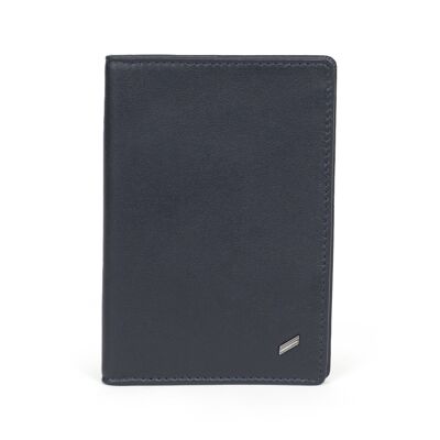 GENTLE - Stop RFID passport holder in navy cowhide leather - DH-458182-2100-TU