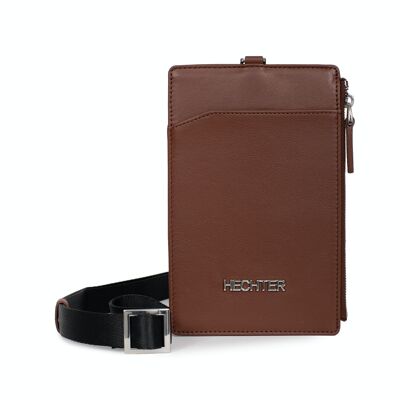 PLAY - COMBINE Stop RFID neck pouch in cognac cowhide leather - DH-458269-9900-TU