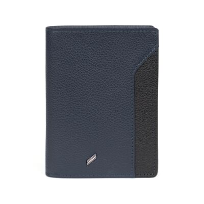 TOGETHER - European Stop RFID wallet in navy / black cowhide leather - DH-188168-2101-TU