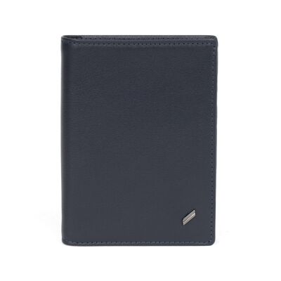 GENTLE - European Stop RFID wallet in navy cowhide leather - DH-458193-2100-TU