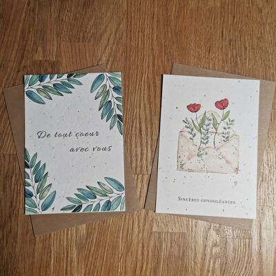 Set of 2 seeded cards (2x15) - Condolences theme