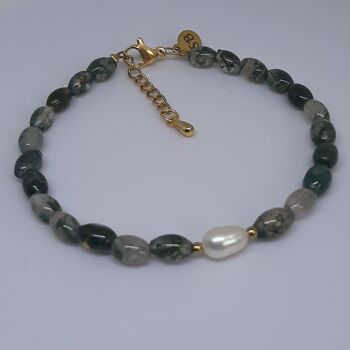 bracelet ovale pierre gemme perle d'eau douce 2