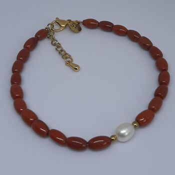 bracelet ovale pierre gemme perle d'eau douce 4