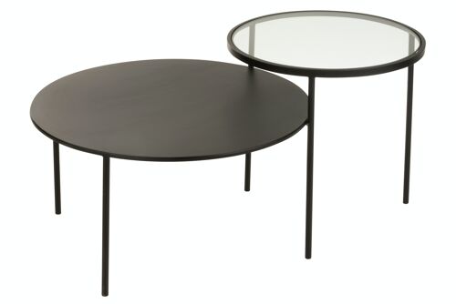 TABLE GIG 2NIV MET/VER NOIR L (101x70x50cm)