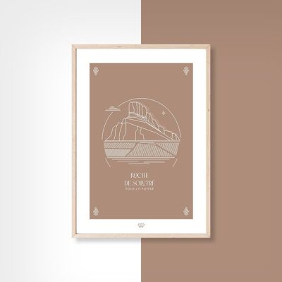 La roche de Solutré - minimaliste - carte postale - 10x15cm