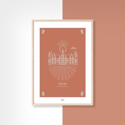 Nevers Palais Ducal - minimaliste - carte postale - 10x15cm