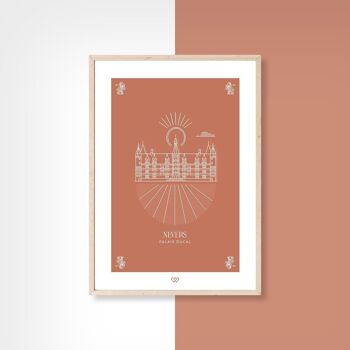 Nevers Palais Ducal - minimaliste - carte postale - 10x15cm 2