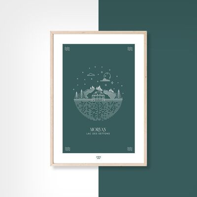 Lac des Settons - minimaliste - carte postale - 10x15cm