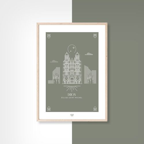 Eglise Saint-Michel - minimaliste - carte postale - 10x15cm