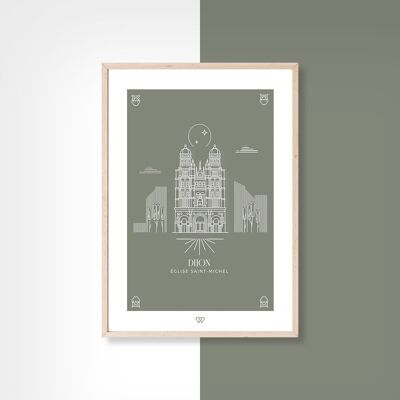 Eglise Saint-Michel - minimaliste - carte postale - 10x15cm