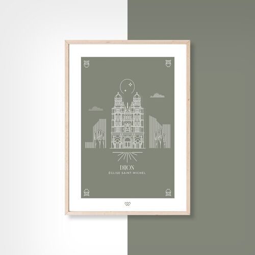 Eglise Saint-Michel - minimaliste - 30x40cm