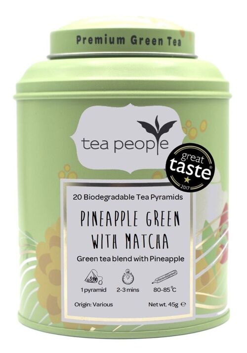 Pineapple Green with Matcha - 20 Pyramid Tin Caddy