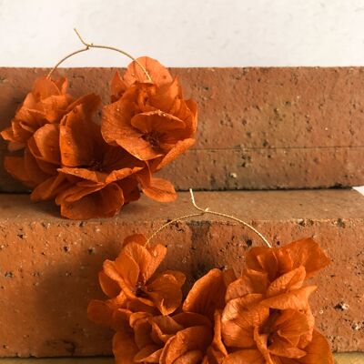 Hoop Earrings in Gold and Terracotta Dried Flowers Gift Idea Woman spring summer bride