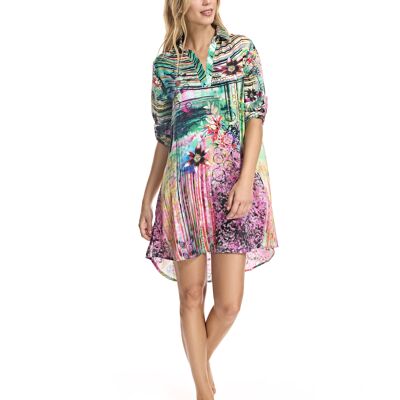 Shirt dress with multicolored oriental print - W230295_9-27