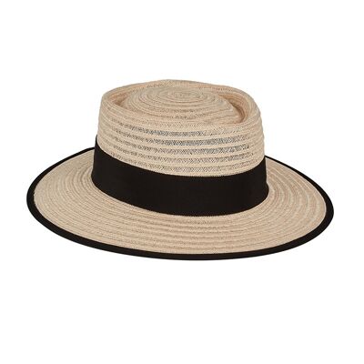 GERHARD Boater Black Natural Straw