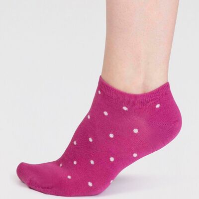 Dottie Bamboo Spotty Trainer Socks - Raspberry Pink