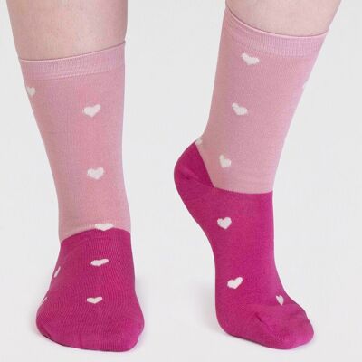 Haddie Bamboo Love Heart Socks - Petal Pink