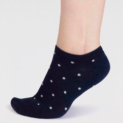 Dottie Bamboo Spotty Trainer Socks - Navy