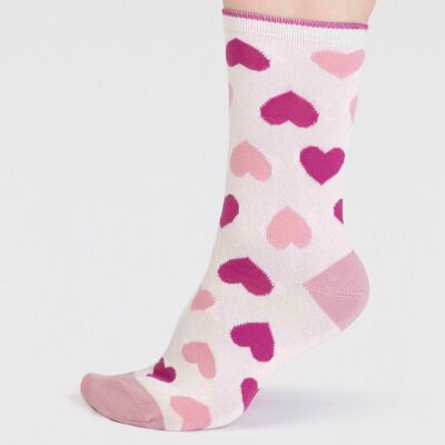 Haddie Bamboo Love Heart Socks - Stone White