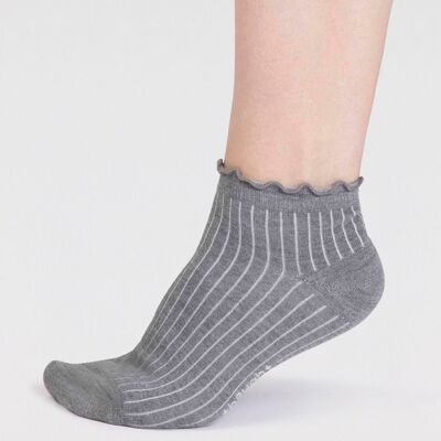 Dacia Bamboo Frill Top Ankle Socks - Grey Marle