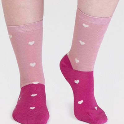 Haddie Bamboo Love Heart Socks - Petal Pink