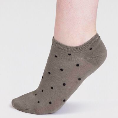 Dottie Bamboo Spotty Trainer Socks - Pea Green