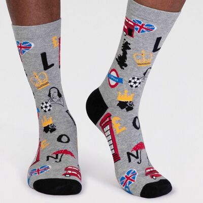 Will Men's Organic Cotton London Socks - Grey Marle