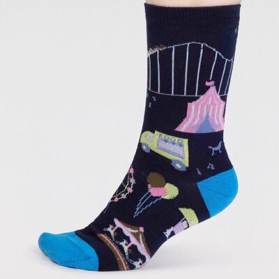 Genevieve Women's Organic Cotton Fairground Socks - Navy